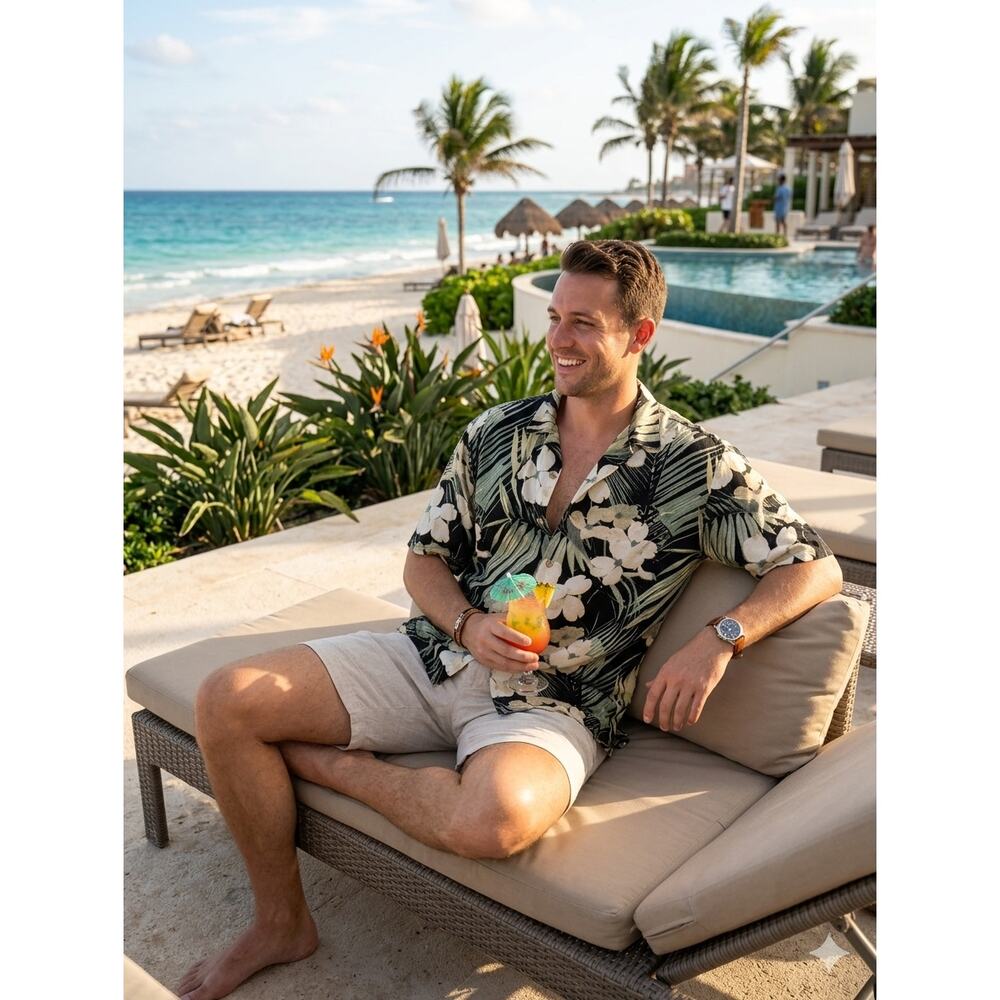 Honolulu by Paradise 100% Silk Hawaiian Dadcore Shirt Med Black Tropical Floral